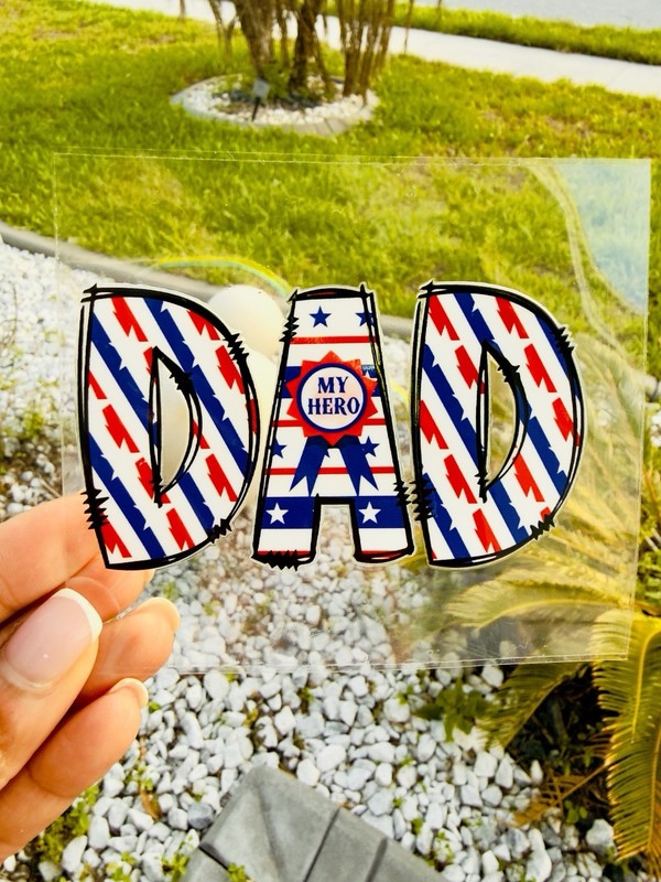 Patriotic Dad "My Hero" Vinyl Decal Sticker Stars & Stripes Red White Blue Black gallery