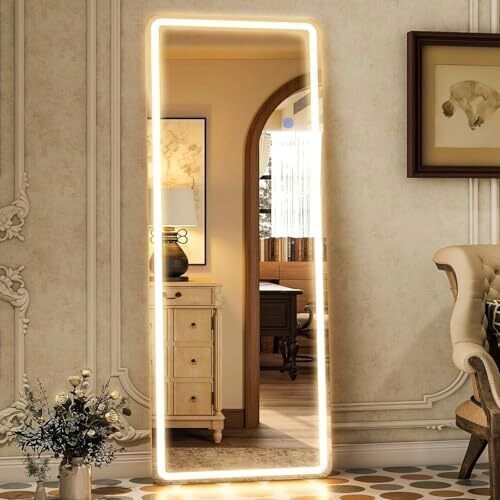 71″x26″ Full Body LED Lighted Mirror,3 Color Lighting,Standing, Leaning,Hanging