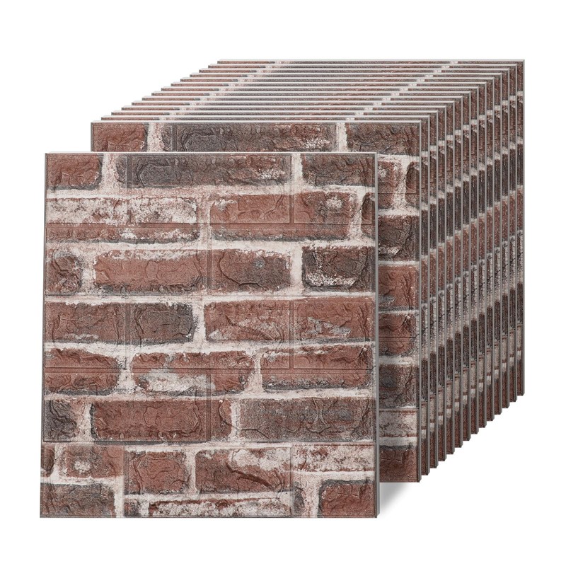 Greymond 3D Wall Panels Peel and Stick in Red White Stone, 10PCS, Brick