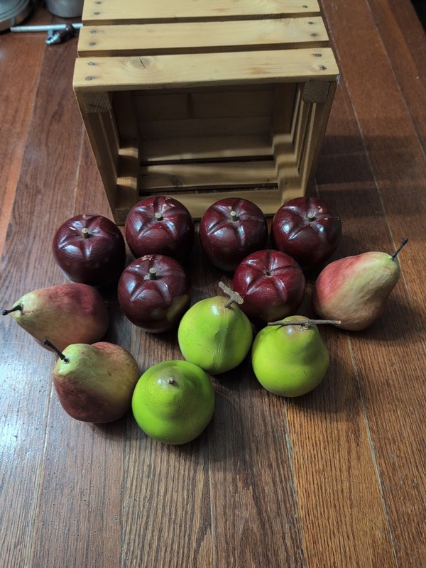 Artificial Fruit Apples and Pears W/Crate