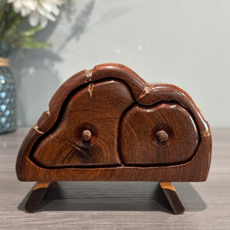 CASEM Artisan Live Edge Wood Jewelry Box 2 Drawer Handcrafted Costa Rica Ronald