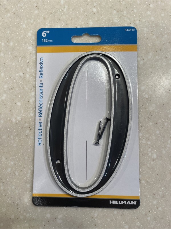 Hillman 6-in Reflective Black Number #0 Letter 844810