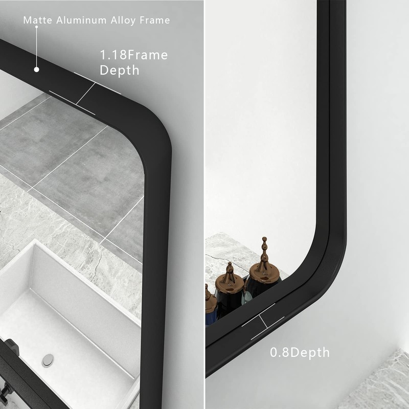 CHARMOR 16x24 Black Metal Framed Bathroom Mirror Wall Mount Shatterproof gallery