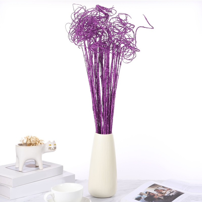 60 Pcs Glitter Dried Curly Willow Branches Natural Branches Twigs, Purple gallery