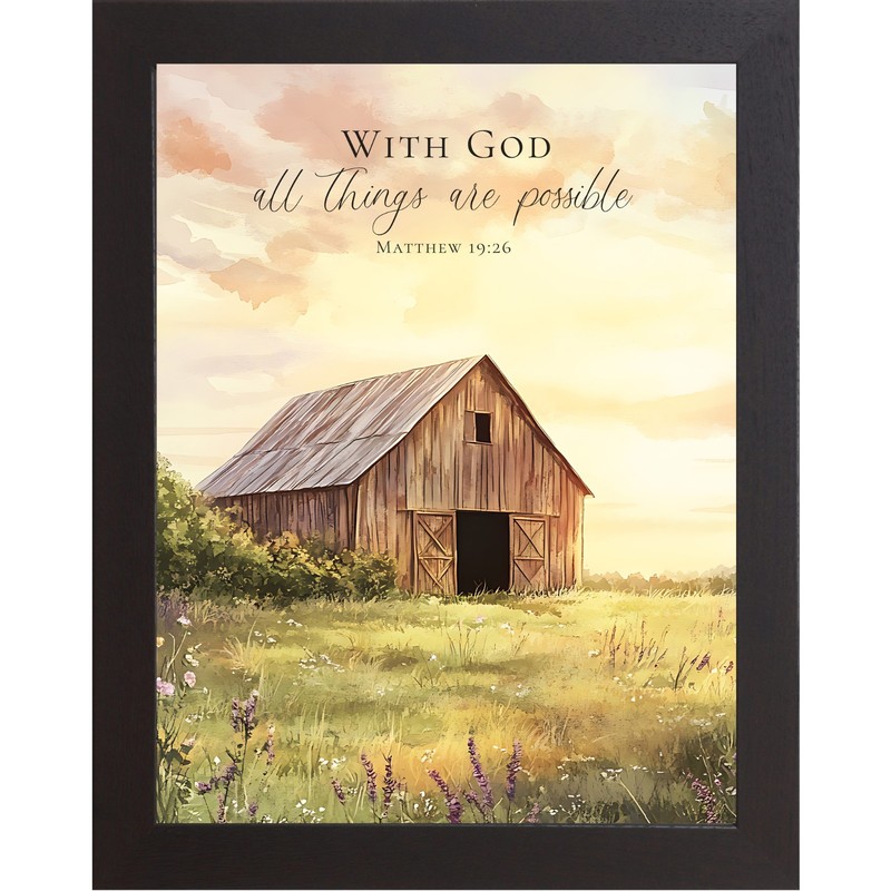 With God All Things Are Possible Framed Wall Art Matthew 19:26 Christian gallery