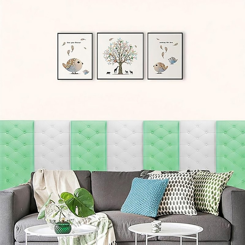 10x 3D Foam Panels Leather Style Wall Sticker Tile Self-adhesive Wallpaper Decor gallery
