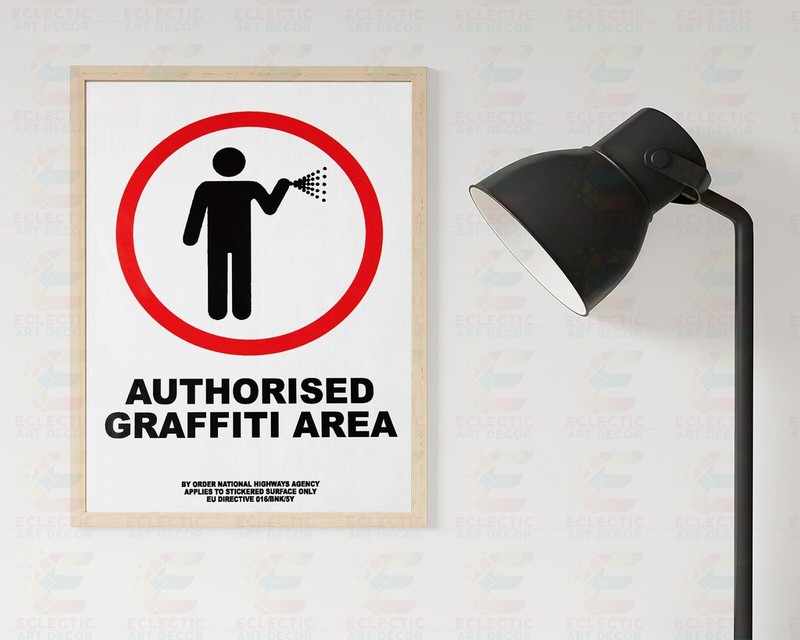 Banksy - Authorised Graffiti Area Art Print, Mounted Canvas, Framed, Acrylic gallery