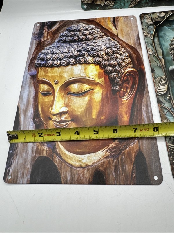 Buddha Meditation Space 3 Metal Signs Peace Pre Owned gallery