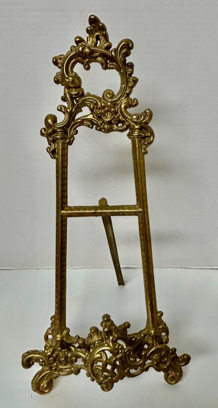 Vintage Brass Rococo Style Table Top Art Easel