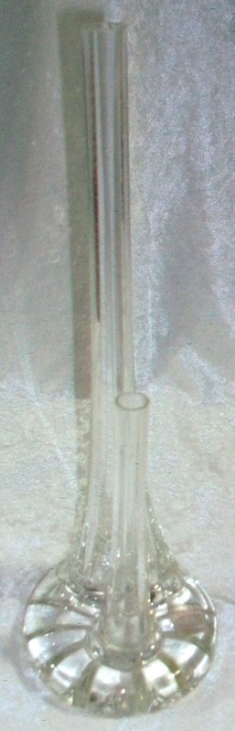 Vintage Mid Century MCM Clear Crystal Glass Double Long Stem Rose Bud Vase Italy gallery