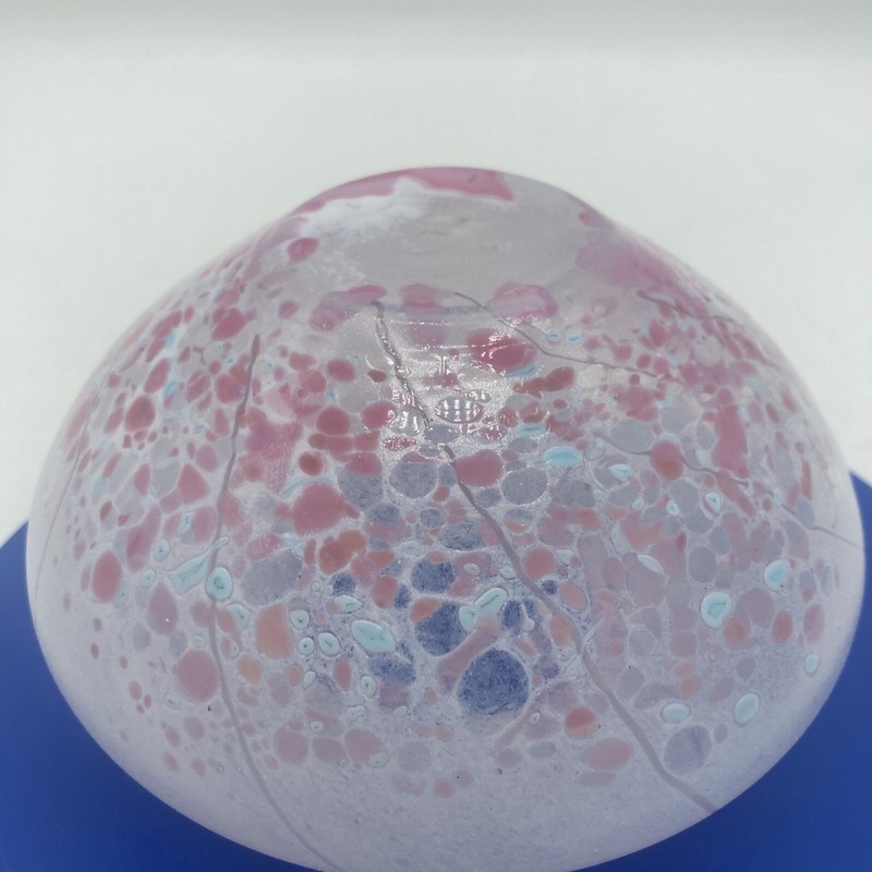 Studio Art Glass Bowl Candy Dish Pink Blue Speckled White Swirl Potpourri