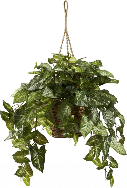 Lush Nephthytis Hanging Basket – Beautiful Faux Plant for Home Decor
