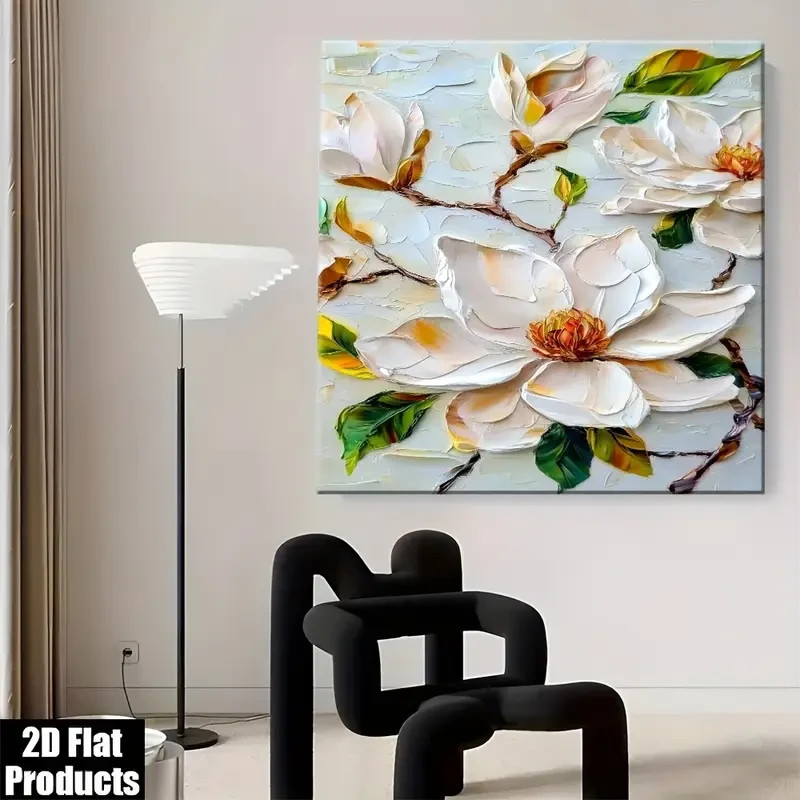 16x24 inch Framed Magnolia Wall Art – Textured Floral Print, Modern Decor gallery
