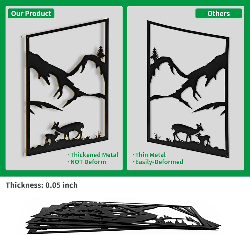 4 Pack Metal Wall Art, Mountain Iron Wall Sculpture, Art Wall Décor for Office, gallery