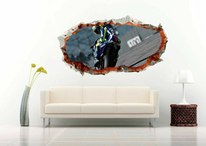 MotoGP Racing Looking Back Riding Motorcycle 3D Wall Sticker Vinyl Decal Mural