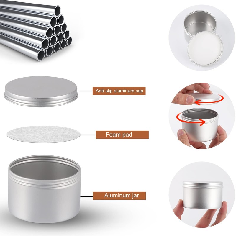 Obkjj 42 Pack Round Cans Screw Lid 7 Oz Aluminum Metal Tins Diy Food Candle gallery