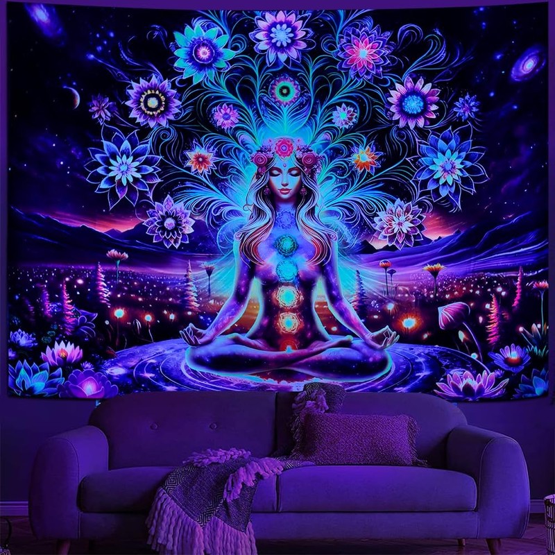 Seven Chakra Yoga Meditation Tapestry Flower Chakra Tapestries Galaxy Space P... gallery
