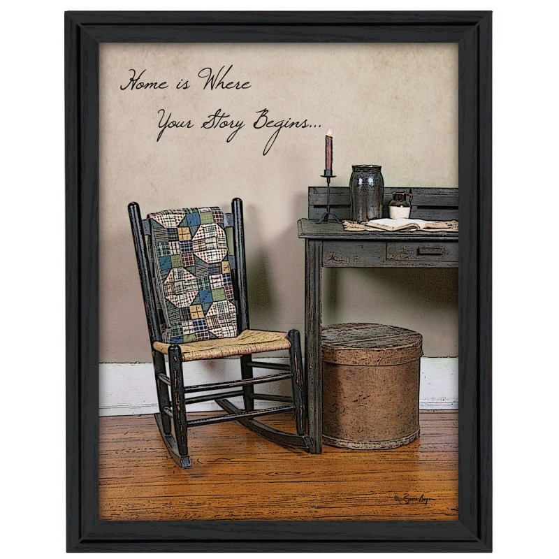 "Home Story" Printed Wall Art Ready To Hang Framed Poster Black Frame 15x19"