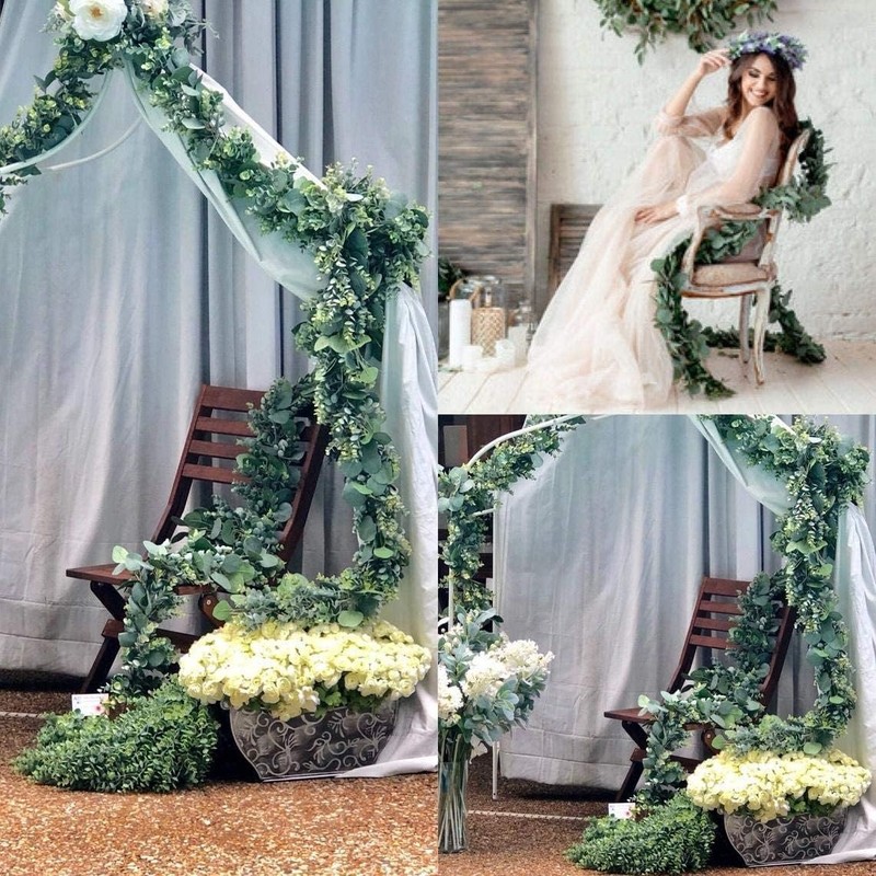 6.2 Ft Long Faux Eucalyptus Greenery - Wedding Arch Summer Decor - Lambs Ear gallery
