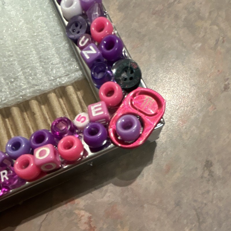 Handmade customized picture frame. Pink, purple, and white. 5x7in or 13x18cm gallery