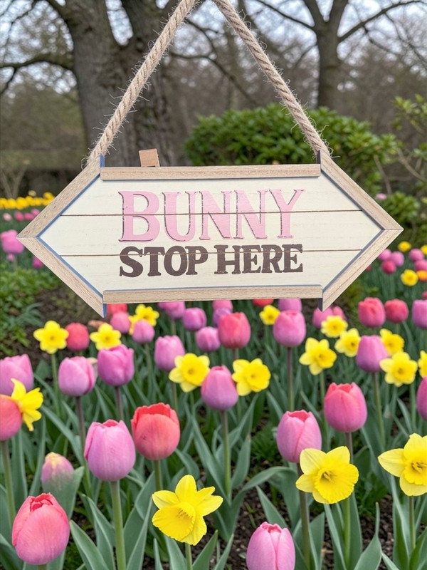 NEW Easter BUNNY Stops Here Sign Hanging Wooden Sign Ashland Decor Spring