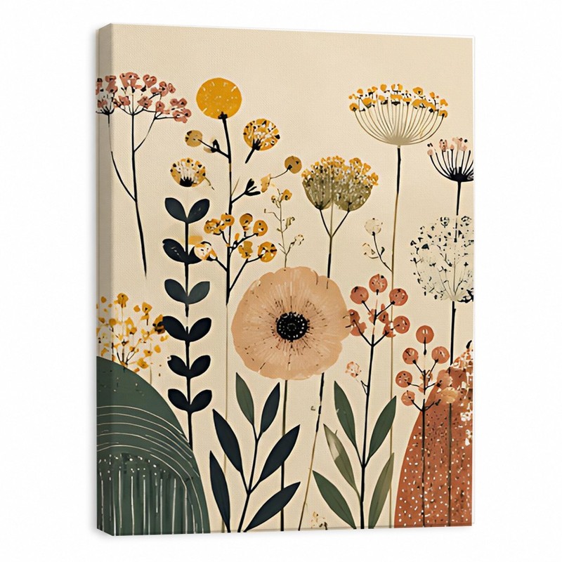 Boho Wildflower Canvas Art Modern Floral Print Custom Picture Wall Decor Gift