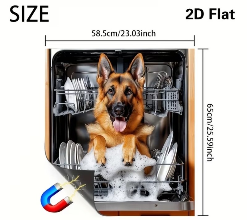 German Shepherd Dishwasher Magnet Cover 23"X25.59 2D Flat gallery