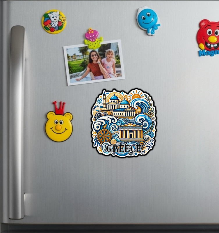 Greece Fridge Magnet or Laptop Sticker gallery