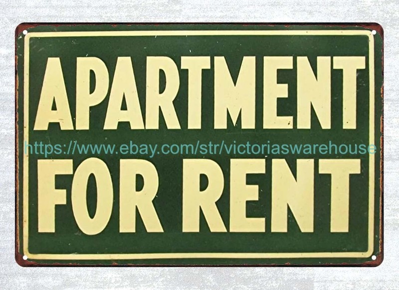 Apartment for Rent metal tin sign bedroom wall man cave
