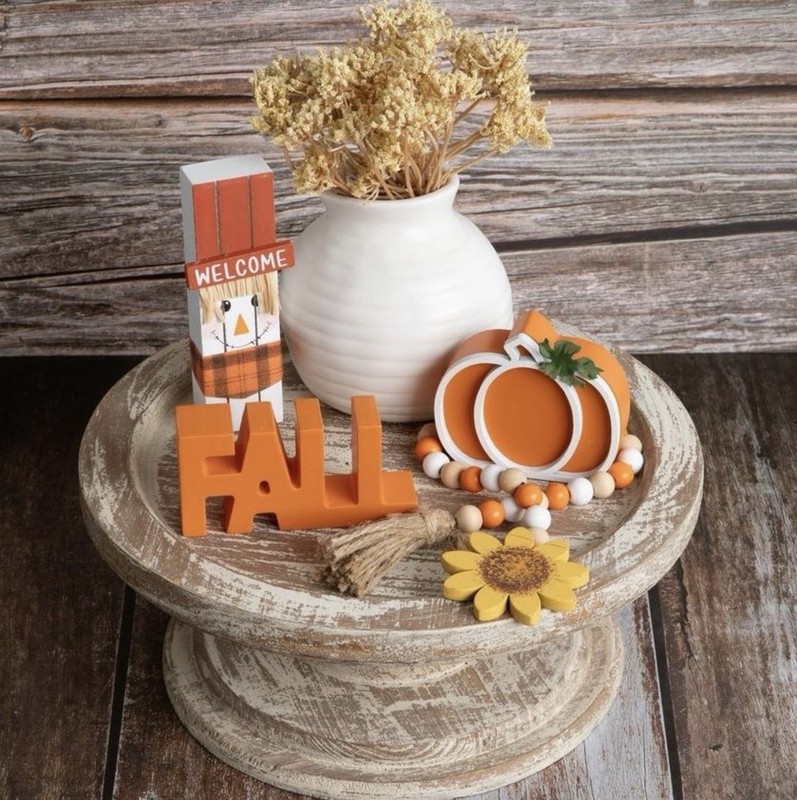 Fall Wood Decor Set Of 4 New
