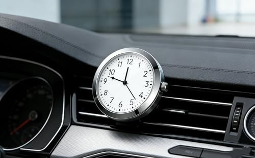 2 Pack Mini Car Clocks, 1.57 Inch Luminous Analog Dashboard Clock 2 PCS White gallery