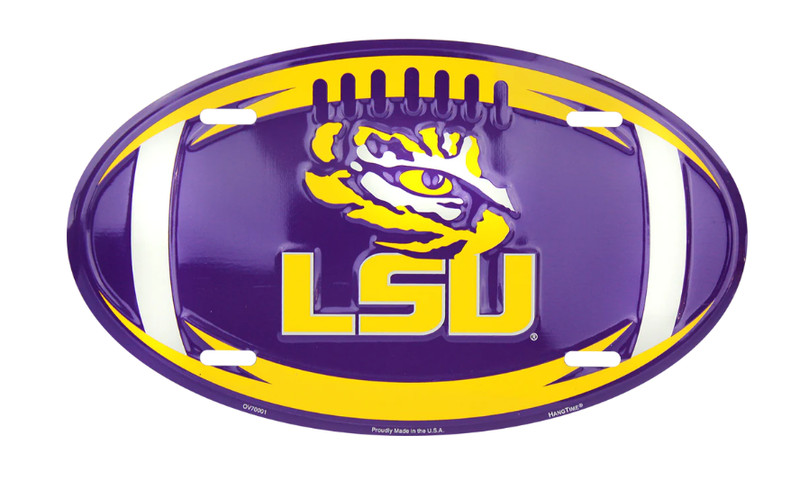 Louisiana State University LSU TIGERS Football Oval Sign Metal Man Cave Garage