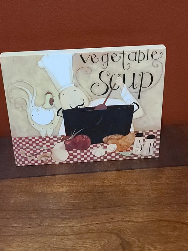 Blossom Bucket Wooden Sign Chef Vegetable Soup 5 in x 4 in New Kitchen Decor