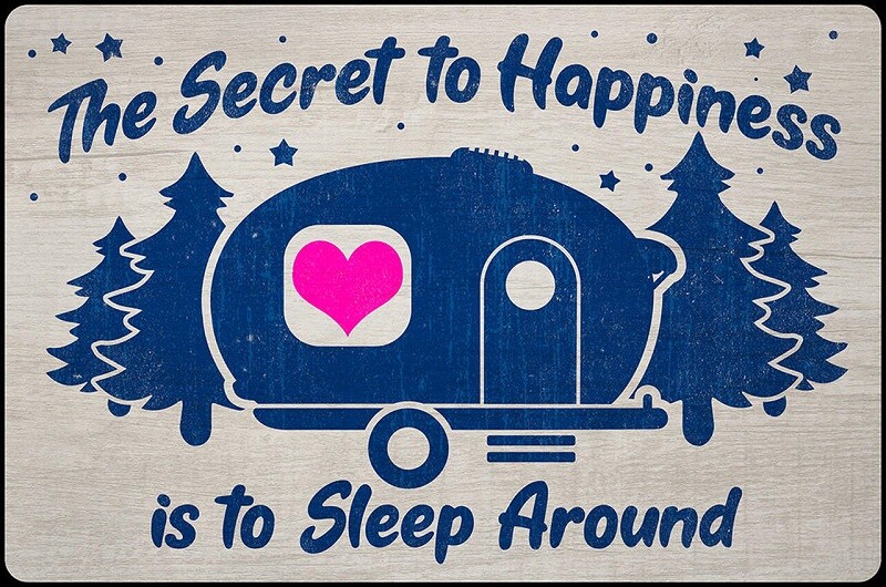 THE SECRET TO HAPPINESS IS TO SLEEP AROUND ALUMINUM PARKING SIGN