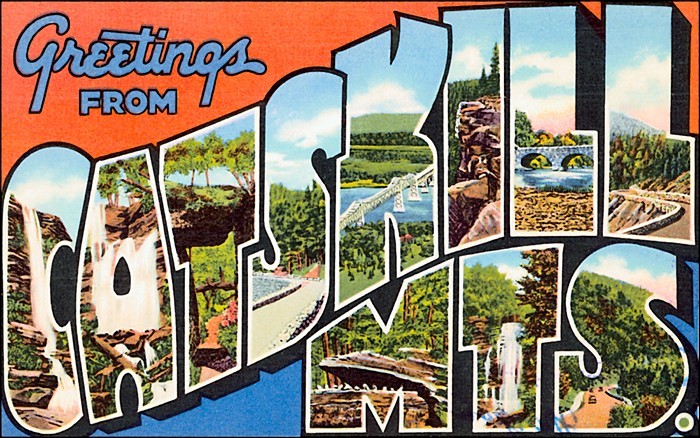 GREETINGS FROM CATSKILL MOUNTAINS NEW YORK STATE TRAVEL VINTAGE POSTER REPRO