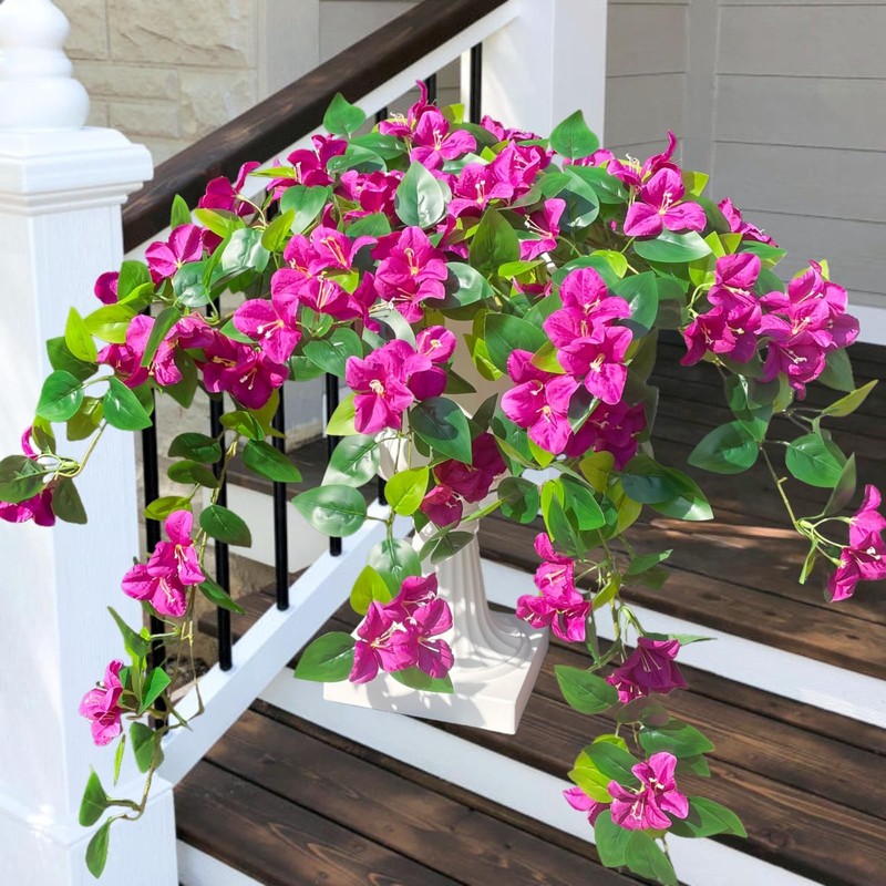 Artificial Bougainvillea Flowers Faux Plants for Outdoor UV Resistant, Fake S…