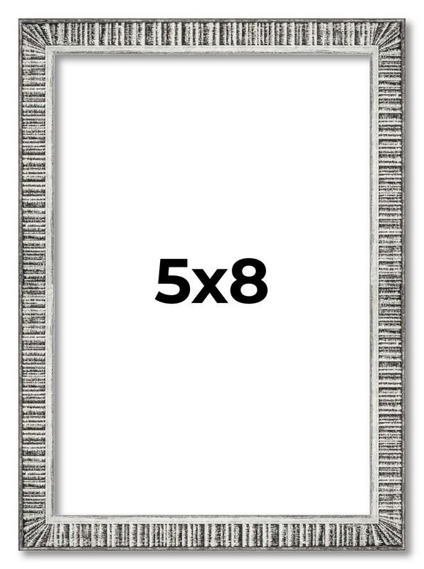 5×8 Frame Silver Grey Distressed Solid Wood Picture Frame | 0.75 Inch Moulding W