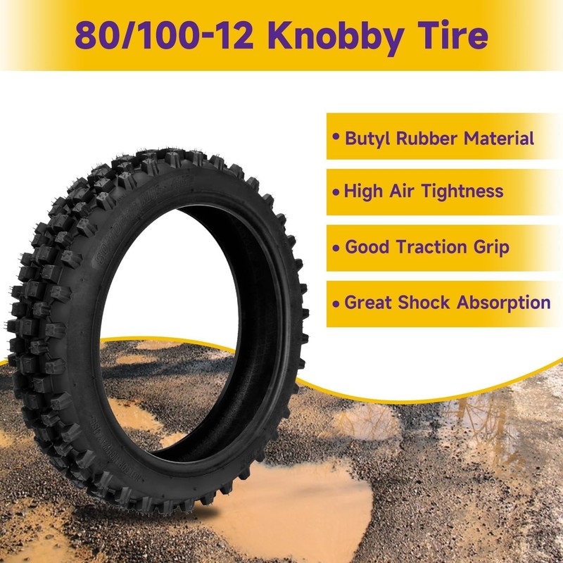 Dirt Bike Rear Tire and Inner Tube 3.00-12 80/100-12 90cc-125cc XR70 CRF70 gallery