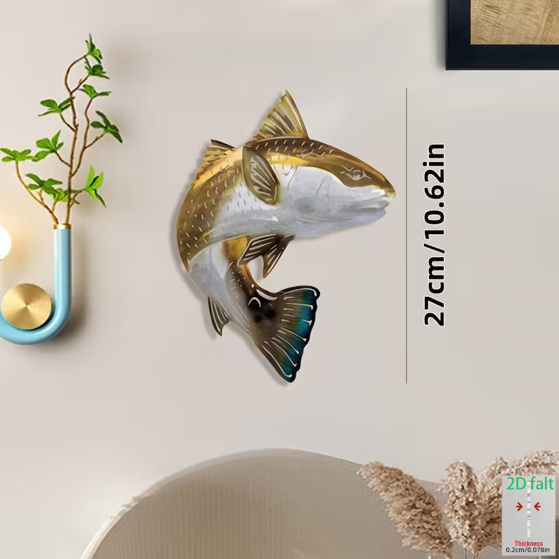 Redfish Metal Wall Decor Indoor Outdoor Fishing Wall Art Red Fish Sculpture Sign gallery
