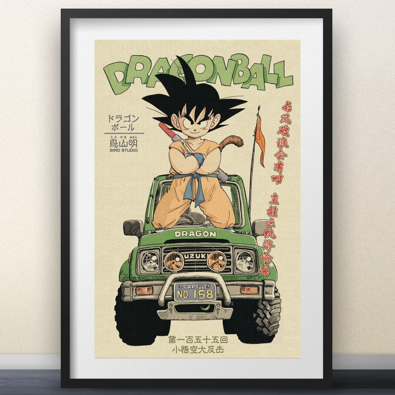 Dragon Ball Poster Goku Off Road 4×4 Vintage Anime JDM Adventure Wall Art