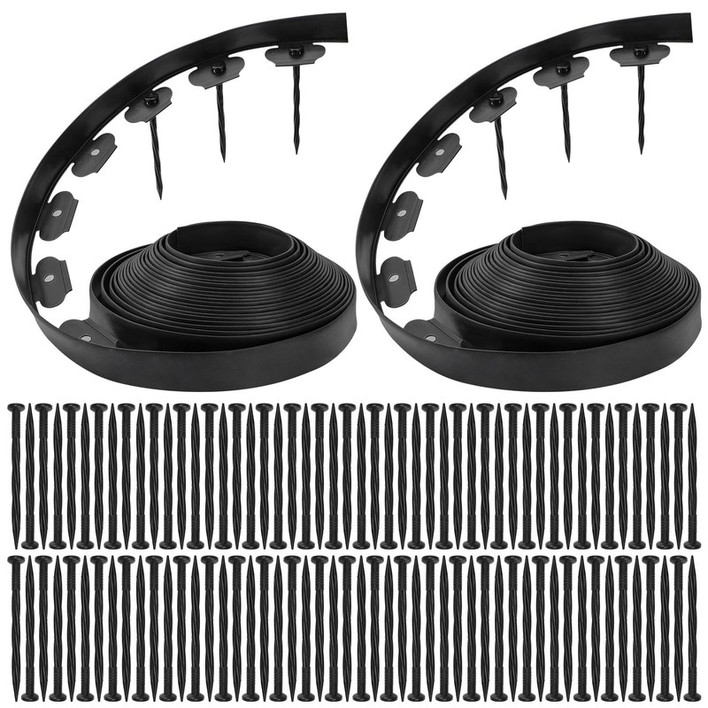 Bonviee 1.5 Inch x 66FT Garden Border Edging Kit with 100 Anchoring Spikes, F…