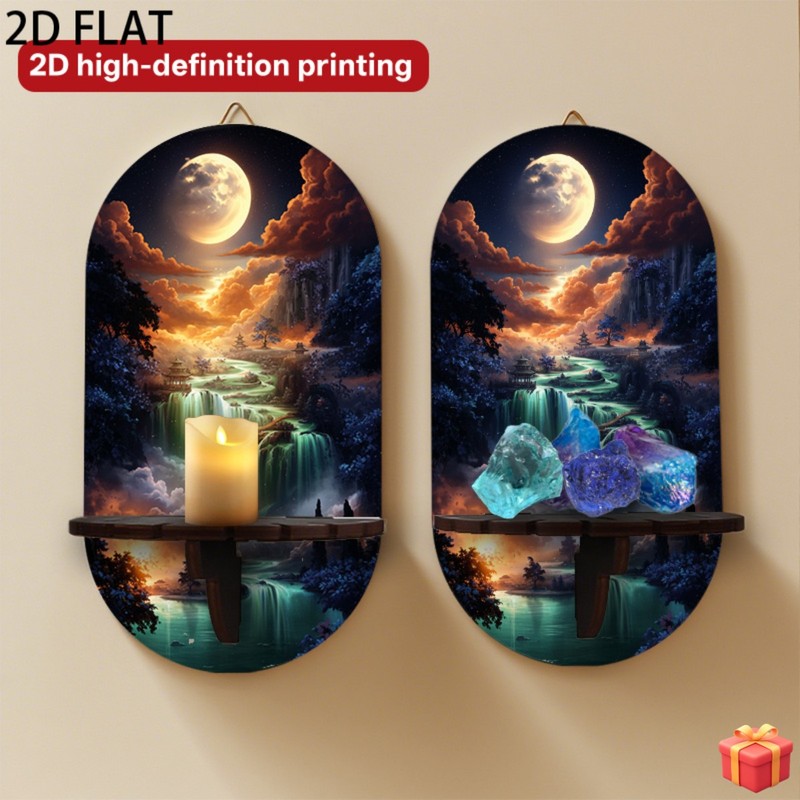 2D Forest Art Floating Shelves/decorative Wall Shelves/wall-mounted Storage Rack