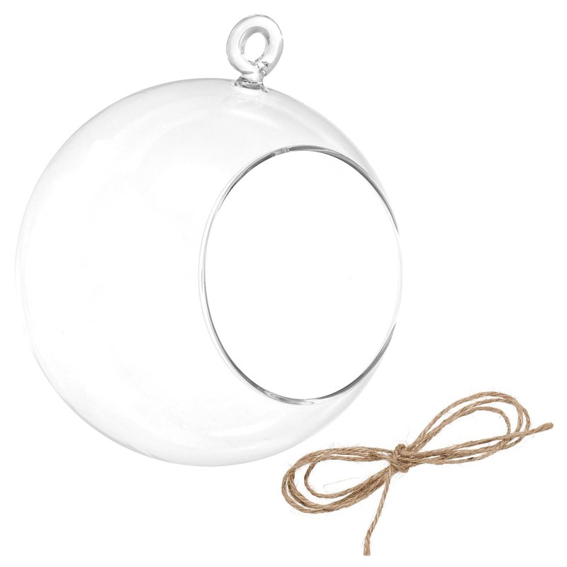 Round Globe Terrarium Air Plant Planter, 4 Inch Glass Hanging Clear