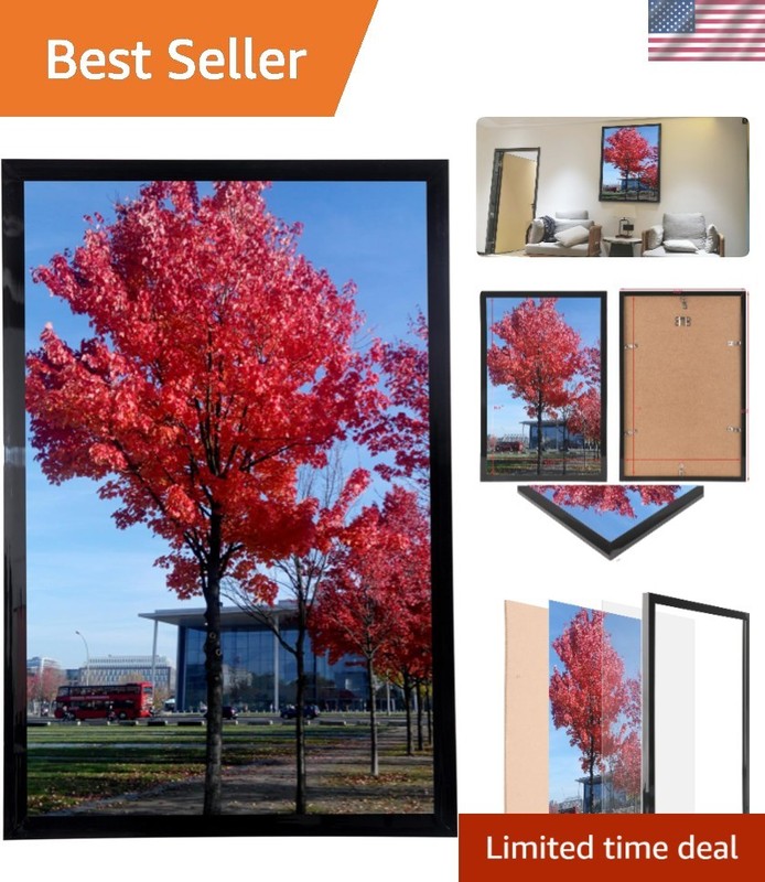 Versatile 11×17 Wall Mount Frame in Glossy Black – Perfect for Any Artwork