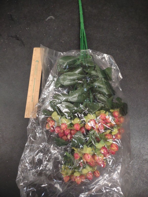 15" Retro Hypericum Berry Bush, Red Rust Brown, Plastic Berries Silk Leaves gallery