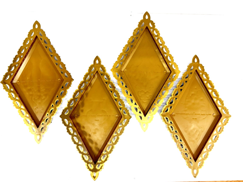 VTG Homco Dart IND Wall Decor Gold Baroque Plaque Hollywood Regency Set of 4 USA gallery
