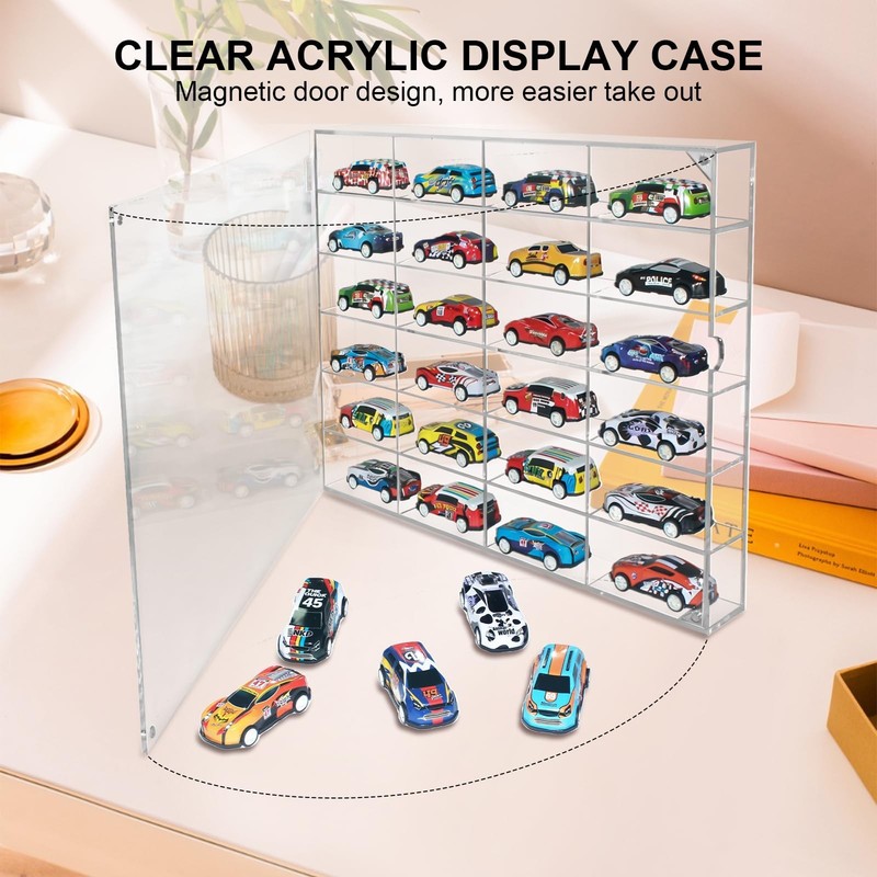 Wall Mount Acrylic Display Case 1/64 Scale for Hot Wheels, 6-Tier 24 Slots To... gallery