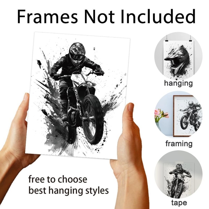 6 Pack Riding Motorcycle Unframed Waterproof Canvas Wall Art Decor, 8" x 10" ... gallery