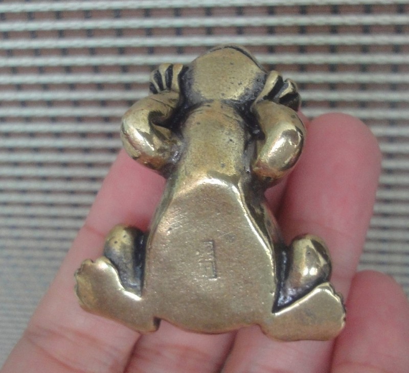 Solid Brass Thinking Frog Figurine Vintage Style Statue for Home Desk Decor gallery