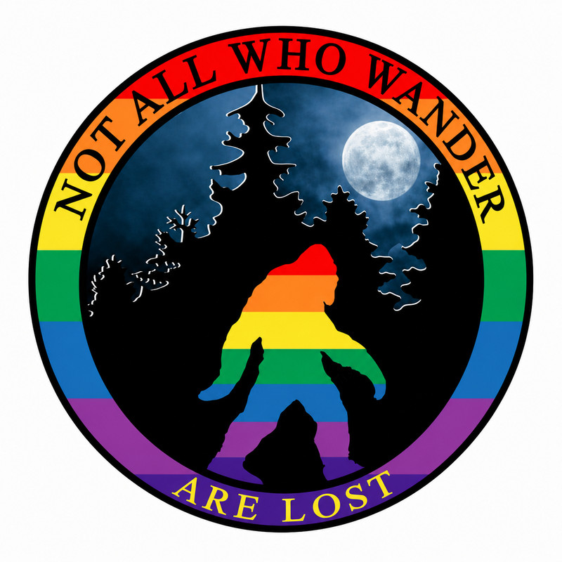 Pride Sticker Vinyl Decal Rainbow Bigfoot Sasquatch LGBTQ Equality Hiking 6″